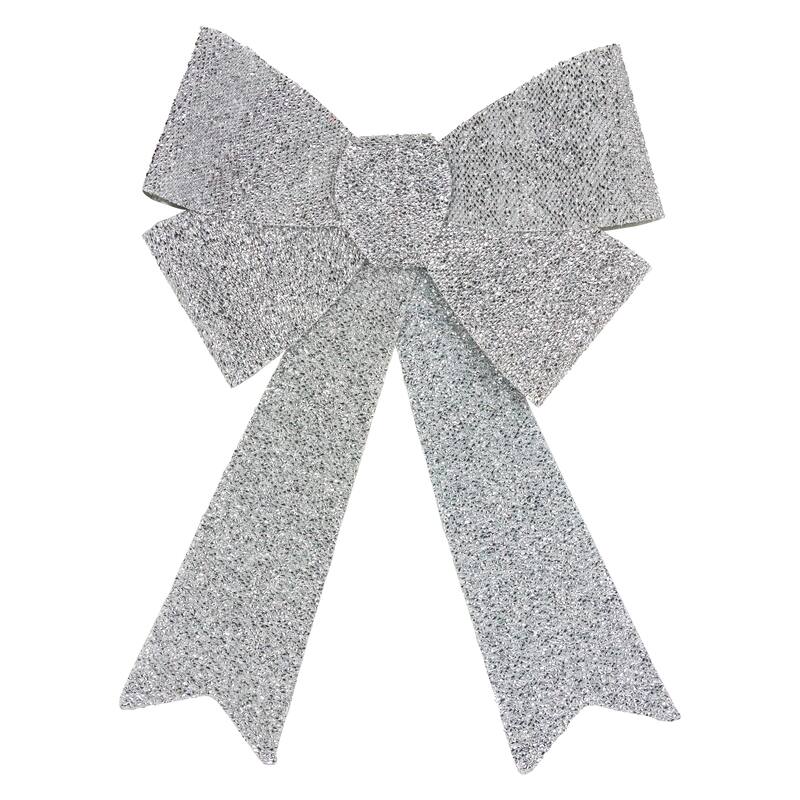 17" Tinsel 4-Loop Bow Christmas Decoration