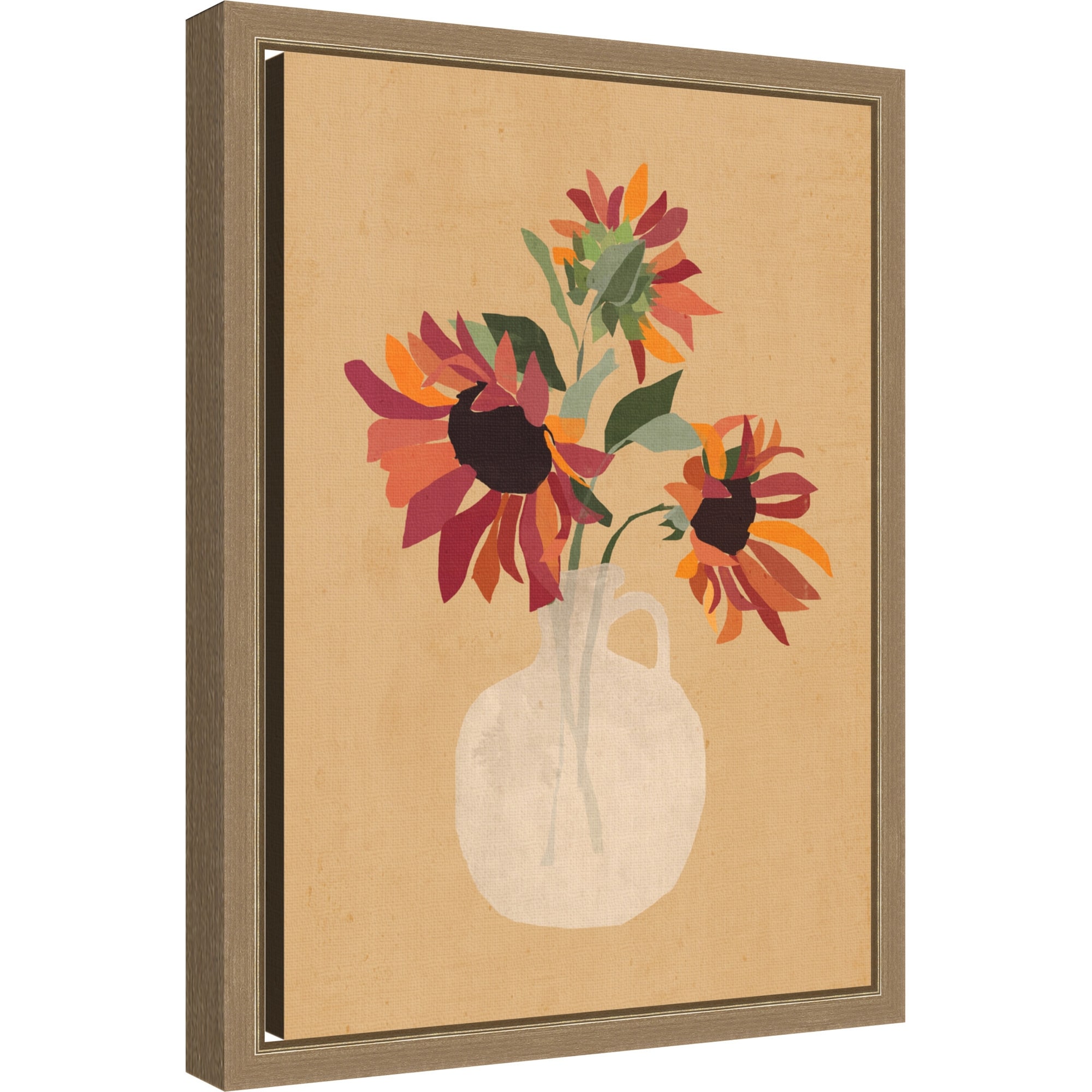 Rustic Autumn Sunflowers by Thingdesign Framed Canvas Wall Art Print