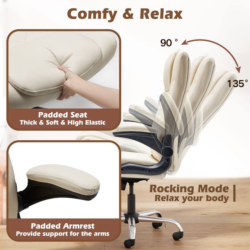Executive Office Chair w/ Flip-Up Arms & Lumbar Support