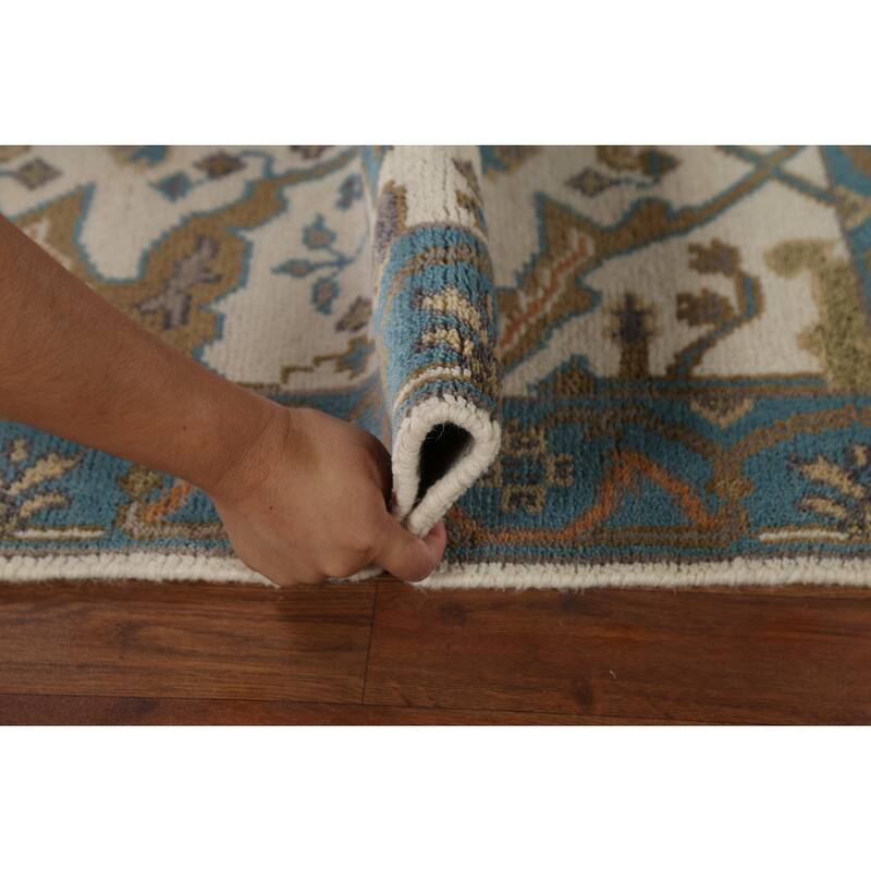 All-Over Oushak Indian Runner Rug Handmade Wool Carpet - 2'7"x 7'8"
