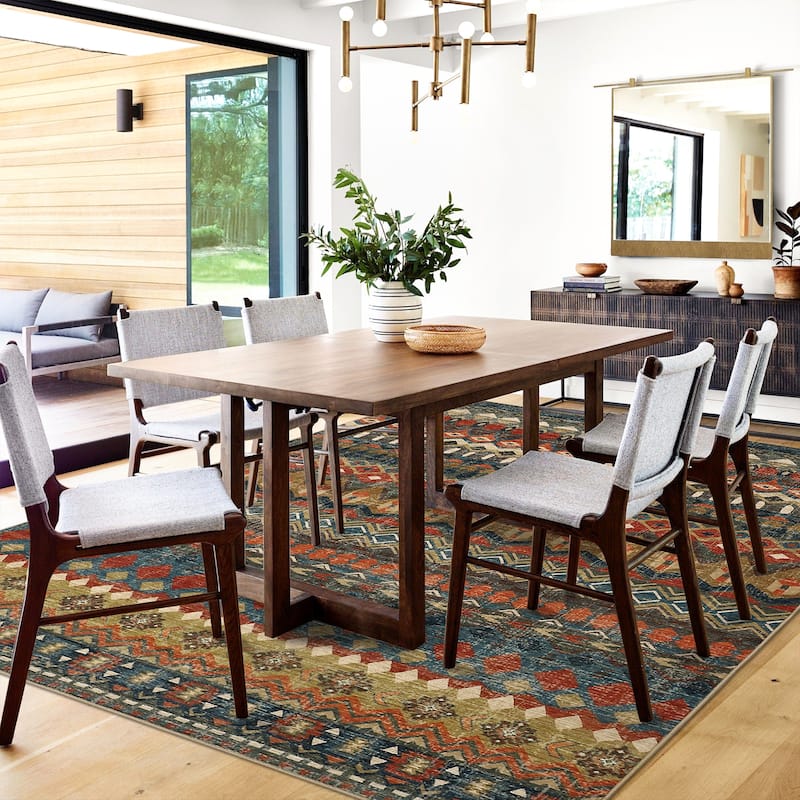 Garvee Boho Geo Low Pile Foldable Area Rug