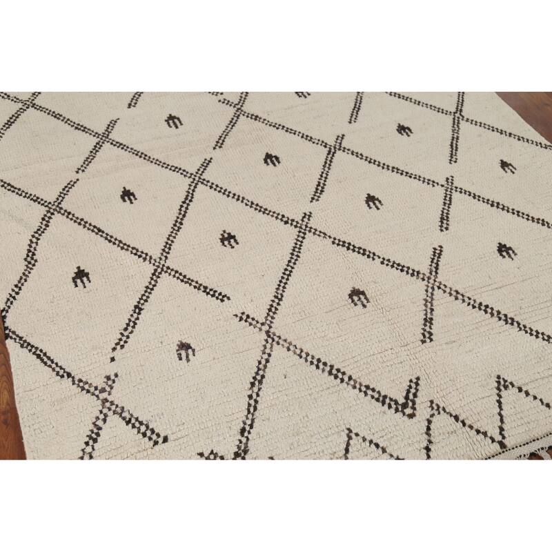 Trellis Moroccan Oriental Area Rug Hand-Knotted Wool Carpet - 5'0"x 8'8"