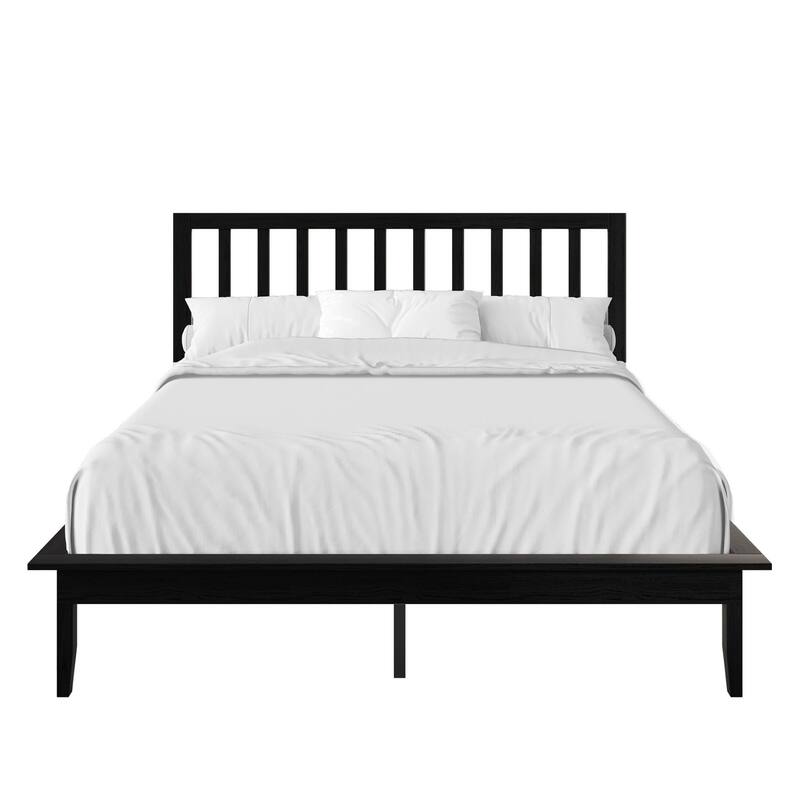 Clayfell Lancaster Platform Bed Frame with Slatted Headboard, No box spring required, Easy Assembly