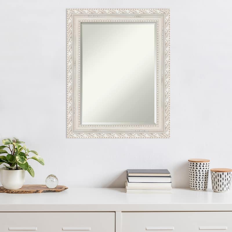 Opera Off White Beveled Wood Framed Wall Mirror - Opera Off White