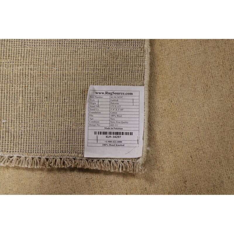 Beige Gabbeh Modern Rug Hand-Knotted Wool Carpet - 3'10"x 5'8"