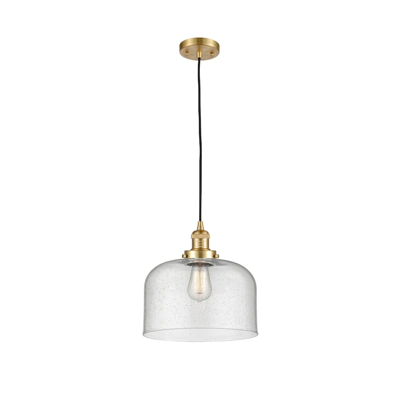 Innovations Lighting Franklin Restoration Bell - 1 Light 12" Cord Hung Mini Pendant - Satin Gold/Seedy