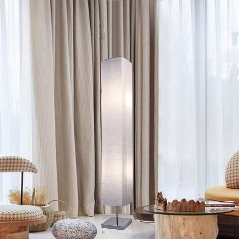 Honors Paper Floor Lamp with Chrome Base and White Paper Shade 2-PACK