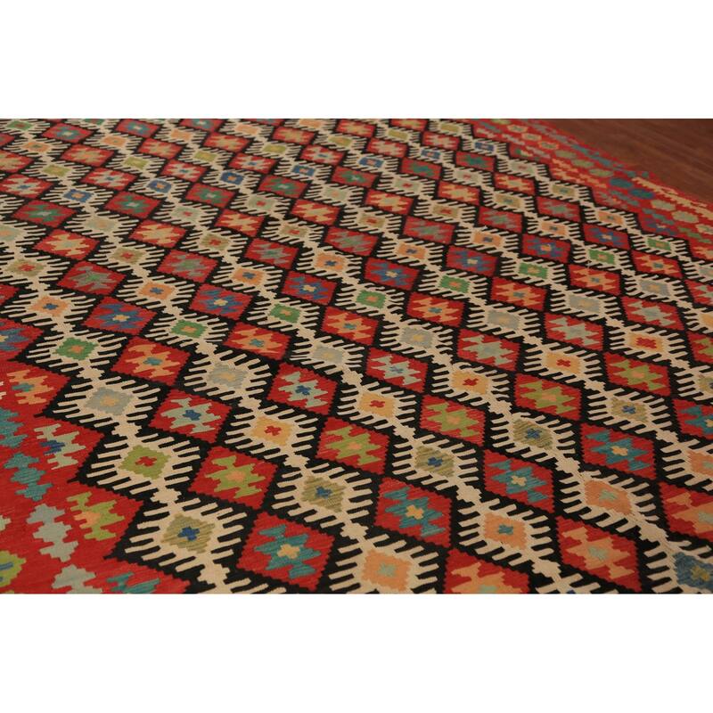 Tribal / Geometric Kilim Oriental Large Rug Flatweave Wool Carpet - 9'10"x 16'4"