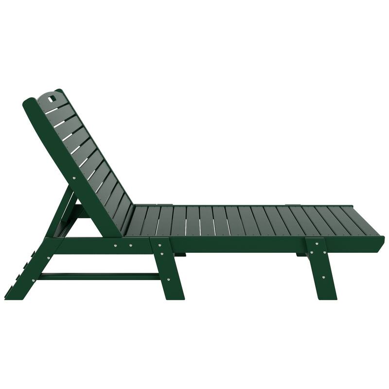 Laguna Hdpe All Weather Outdoor Patio Pool Reclining Armless Chaise Lounges With Side Table (2-Piece Set)