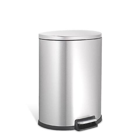 NINESTARS 13 Gallon Stainless Steel Step-On Trash Can, Half Moon Shaped SOT-50-3