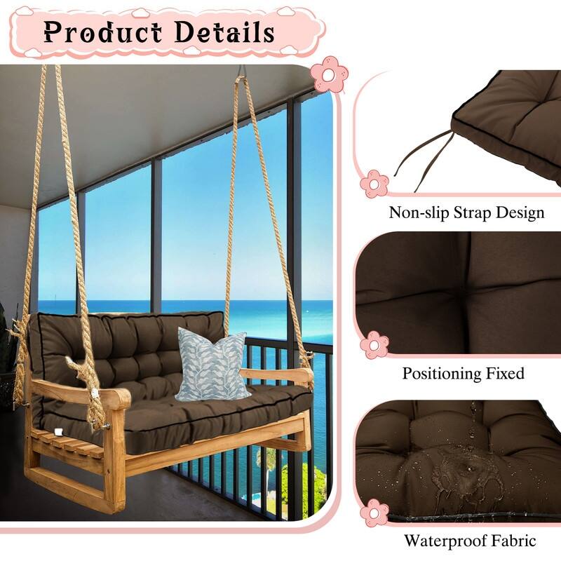 Porch Swing Replacement Cushion, 55in Outdoor Bench Cushions with Backrest Thicken 4"