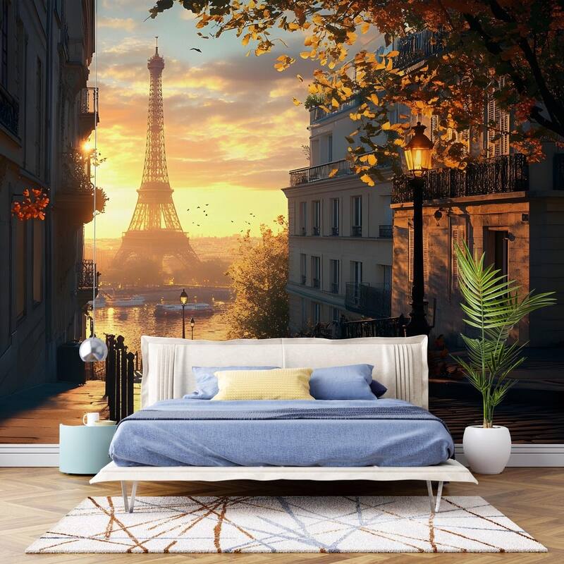 paris wallpaper bedroom