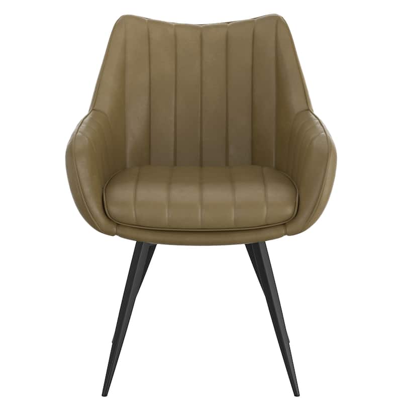 Modern Swivel Faux Leather & Metal Dining Chair, Set of 2
