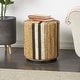 preview thumbnail 2 of 14, Roche River Decor - Banana Leaf Drum Handmade Linear Wrapped Accent Table with Cream and Black Stripes - Brown