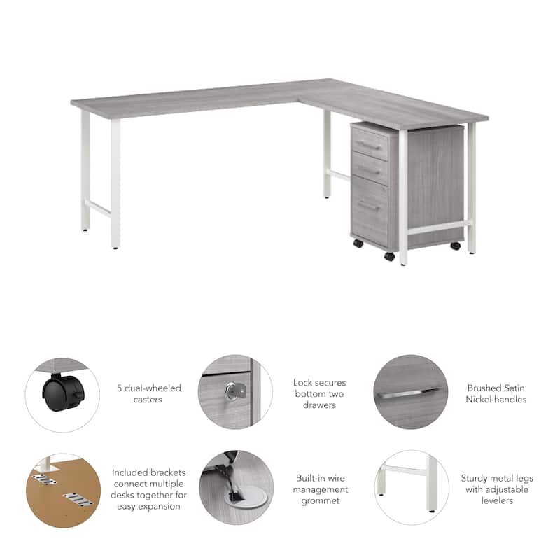 Bush Business Furniture Hustle 72W x 24D L Shaped Desk with Drawers