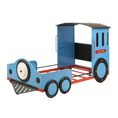 Blue Twin Bed In Red & Black Train