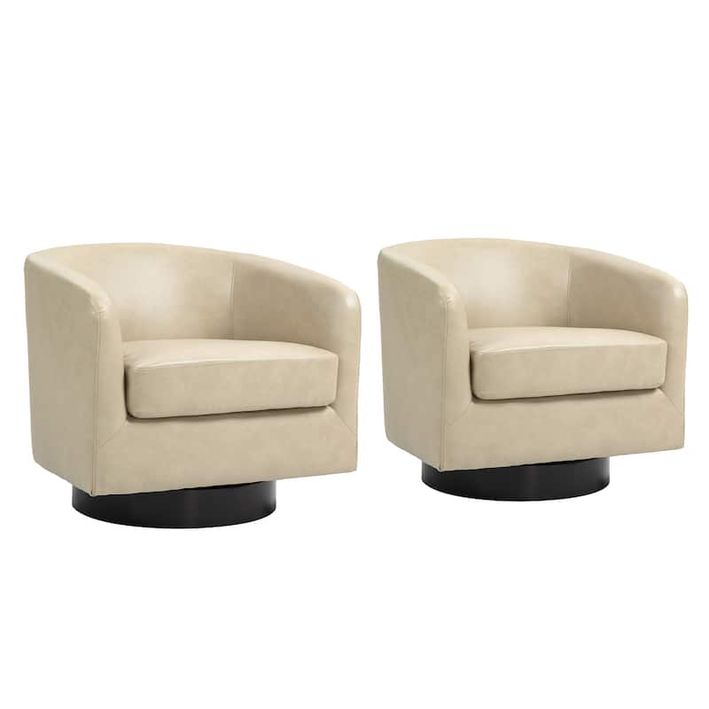 Modern Upholstered Swivel Barrel Club Arm Accent Chair for Living Room