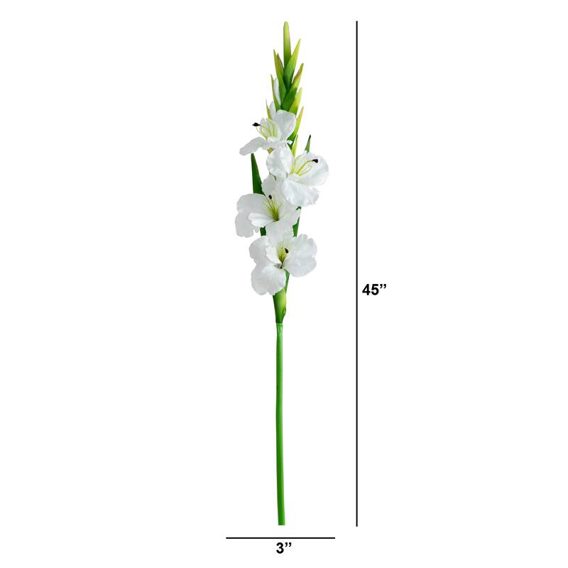 Floral Gladiolus Artificial Stem Sprays - 45" - Set of 3 - White