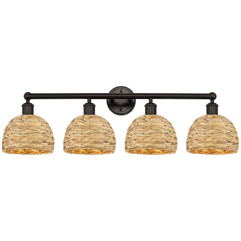 Innovations Lighting 616-4W-11-35 Woven Rattan Vanity Woven Rattan 4 - Oil Rubbed Bronze / Natural
