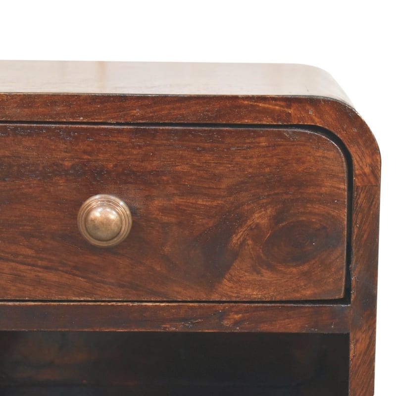 Artisan Furniture Solid Wood Mini Curved California Walnut Wall Mounted Bedside