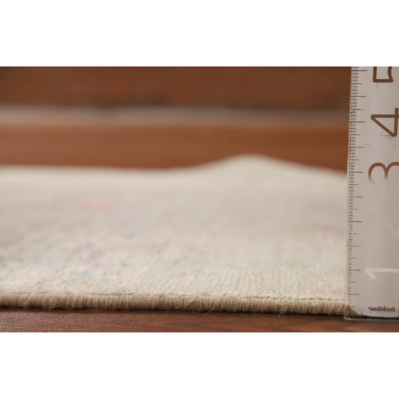 Hand Knotted Oriental 100% Wool Carpet Transitional All-Over Beige & Ivories Oushak Runner Rug - 11' 9'' X 3' 0''