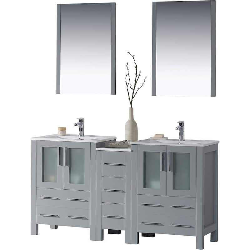 Blossom Sydney 60" Solid Wood Double Sink Bathroom Vanity with Cabinet - Metal Grey