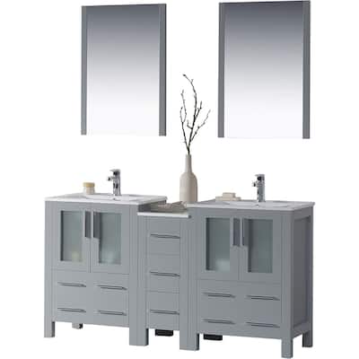 Blossom Sydney 60" Solid Wood Double Sink Bathroom Vanity with Cabinet