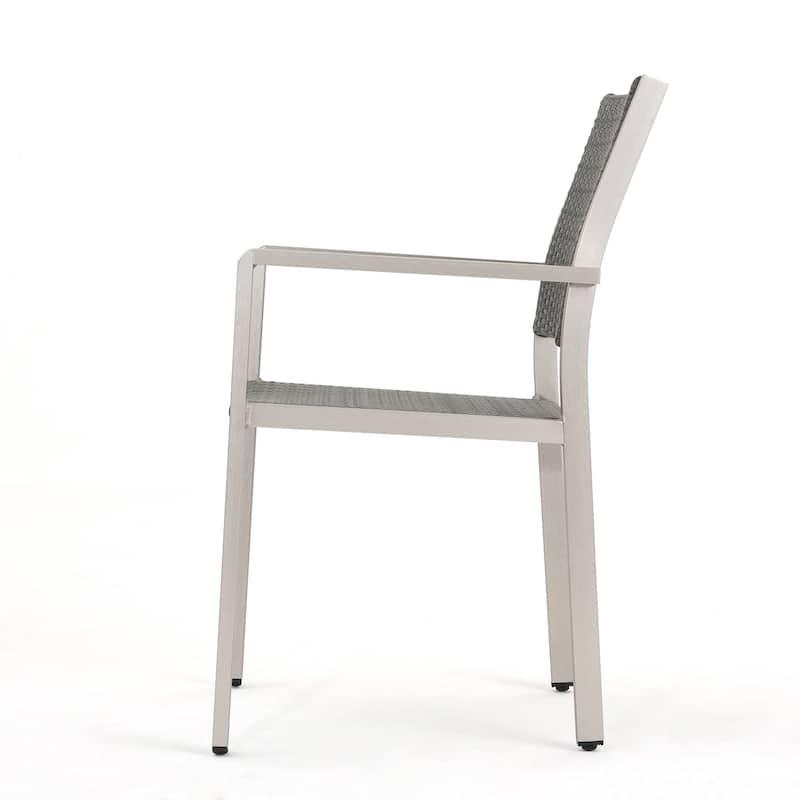 Cape Coral Outdoor 4-Seater Aluminum and Faux Wood Dining Set by Christopher Knight Home