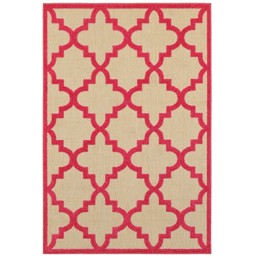 Cincinnati Sand Pink Geometric Lattice Outdoor Casual Area Rug