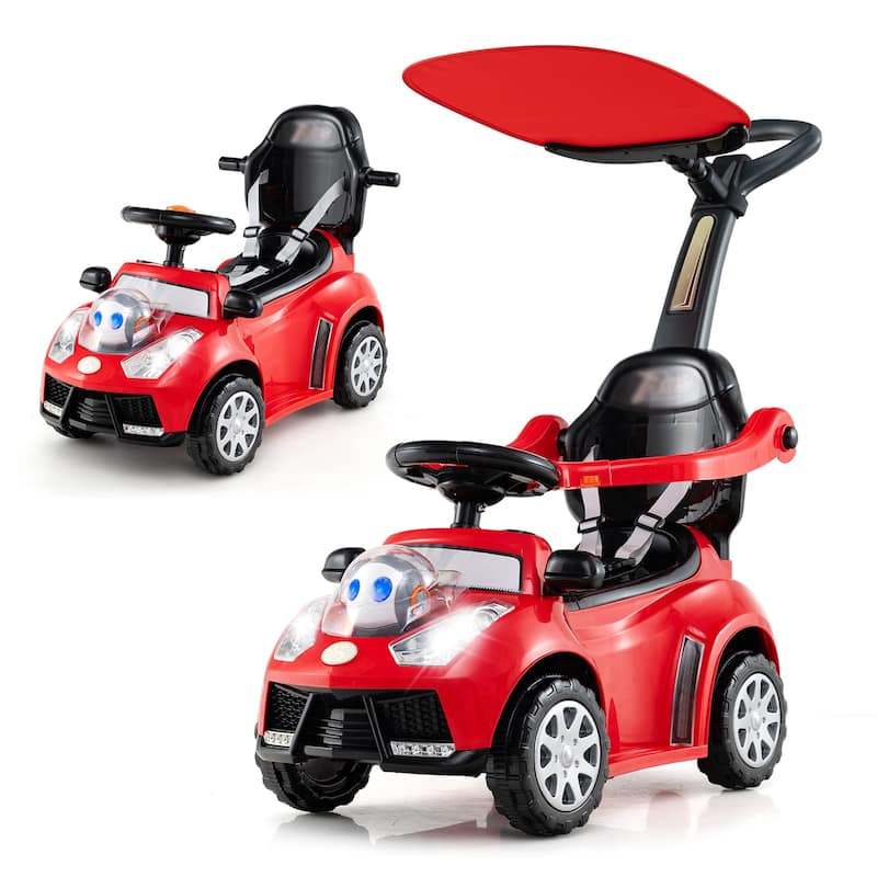 Baby Walking Car with Interactive Lights Horn Sounds and Storage Compartment for Toddlers - 38" x 16" x 35.5"