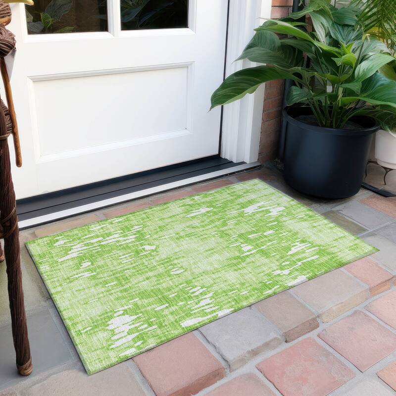 Machine Washable Indoor/ Outdoor Modern Watercolor Chantille Rug