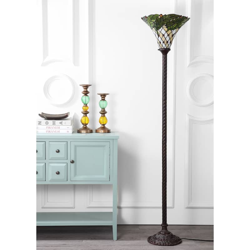 Moore Tiffany-Style 71" Torchiere LED Floor Lamp, Bronze by JONATHAN Y