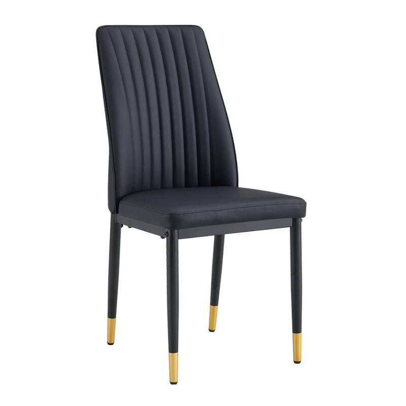 Faux Leather Dining Chairs Set of 4, Upholstered Dining Room Chairs with Metal Legs, Modern Side Chairs for Dining Room, Kitchen