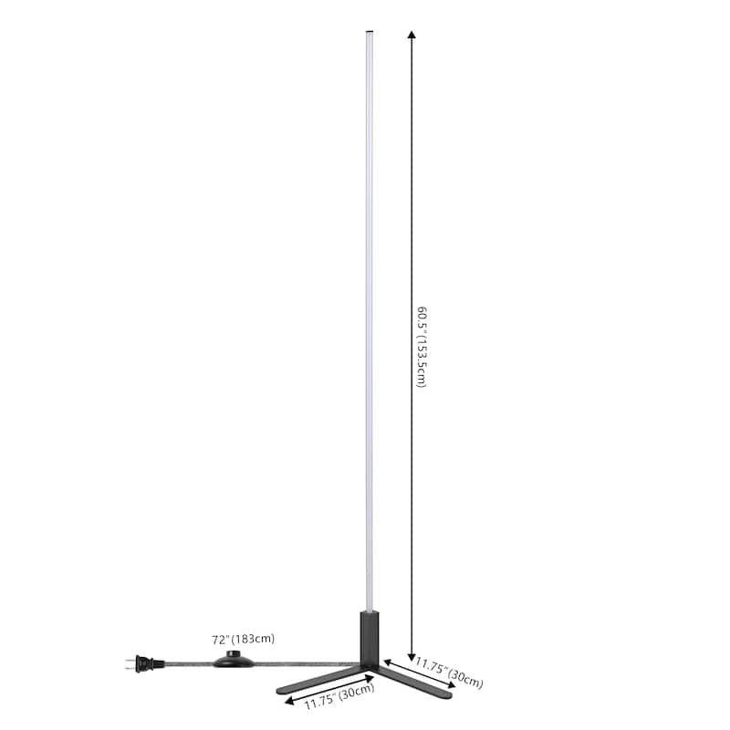 Malthe 60.5" Modern Contemporary Aluminum/Iron Integrated LED Post Floor Lamp, by JONATHAN Y