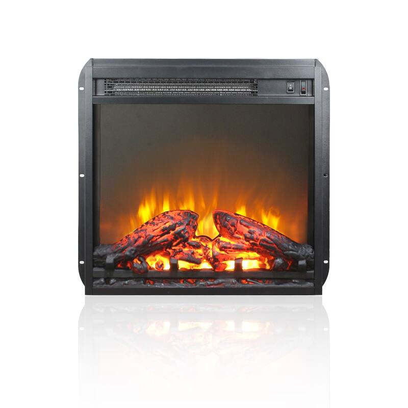 18" Electric Fireplace Insert with 1400W Heater, Overheating Protection, and Realistic Flame for TV Stands or Fireplace Cabinet - Black