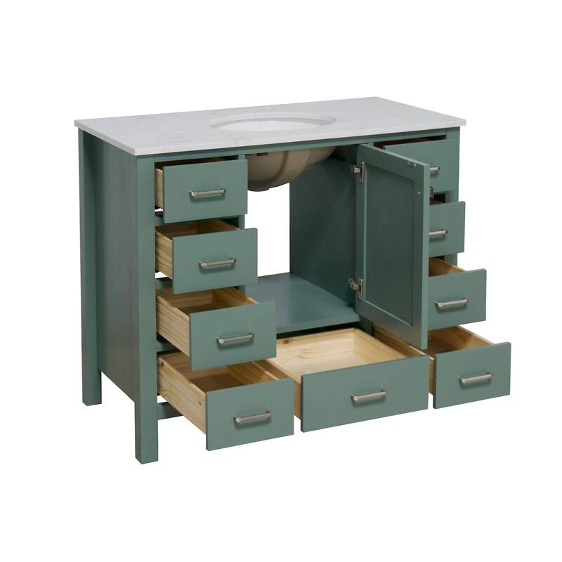 KitchenBathCollection Horizon 42" Bathroom Vanity with Engineered Carrara Top