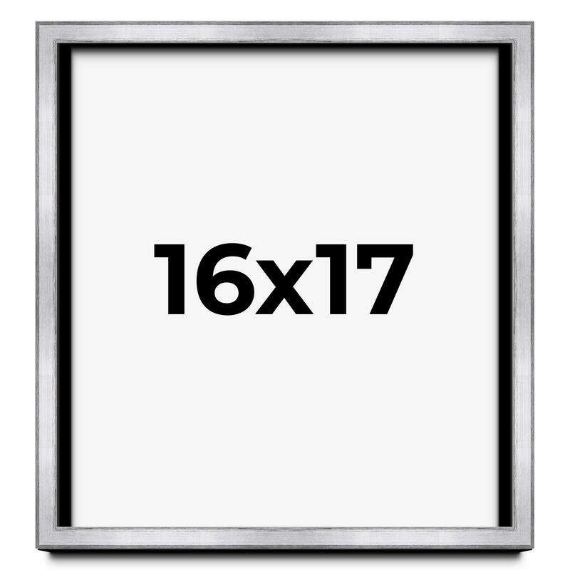 16x17 Shadow Box Frame Silver | 1.375 Inches Deep Real Wood