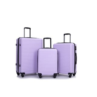 3 Piece Luggage Sets ABS Lightweight Suitcase,Lavender Purple - Bed ...