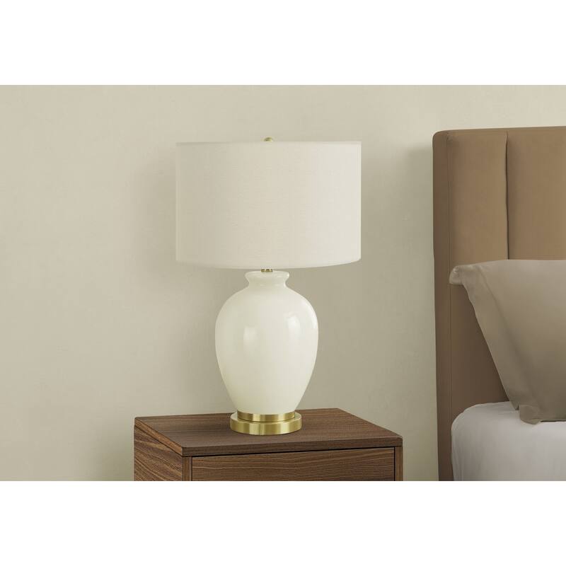 Ceramic Table Lamp 26 Inch Height with Linen Shade 3 Way Switch