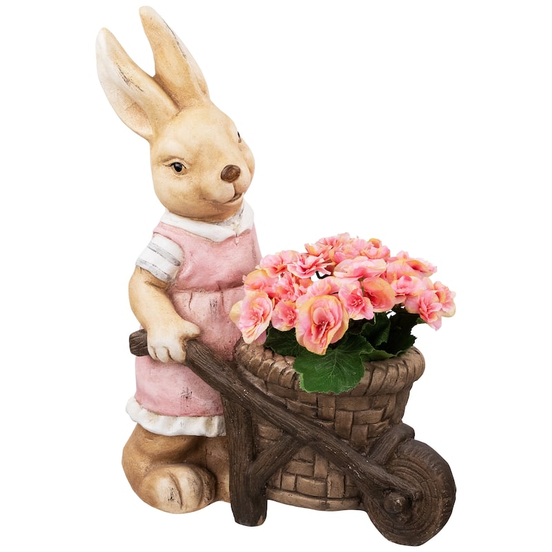 Girl Rabbit Outdoor Easter Garden Planter - 18.75"