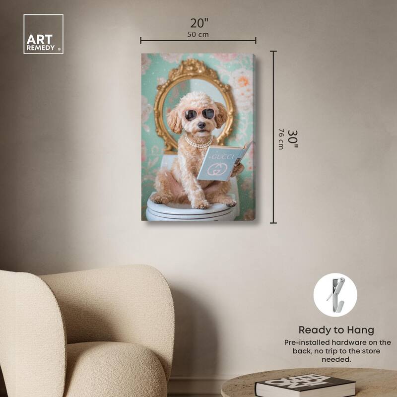 Goldendoodle Toilet Time Canvas by Art Remedy, Gallery Wrapped