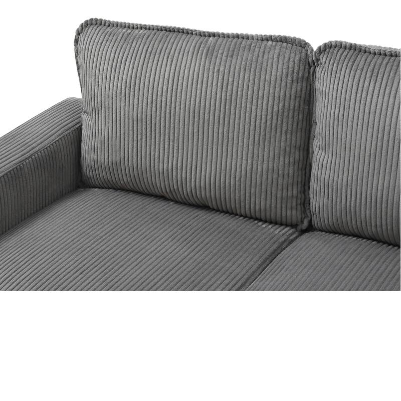 L-Shaped Sectional Sofa with Storage Ottoman, Upholstered 3-Seater Sofa with Side Pockets, USB Port & Cup Holders