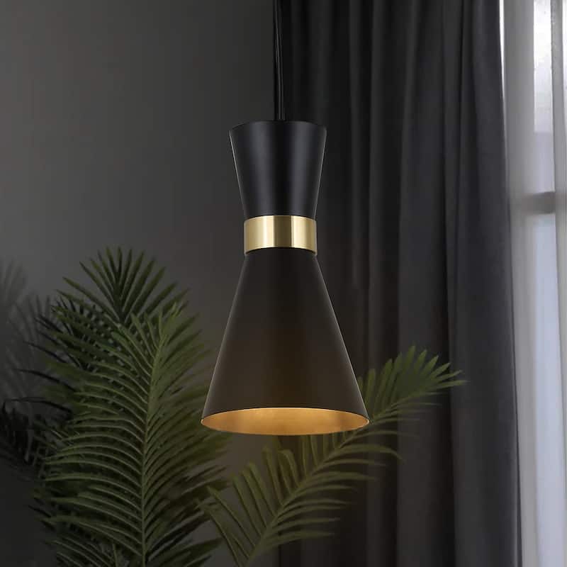 Modern Industrial Gold Black Rustic Pendant Light Adjustable Plug in Cord Retro Metal Chandelier Wall Sconce for Living Room