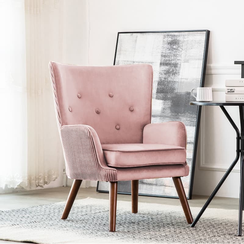 Velvet Upholstered Accent Chair Armchair for Living Room