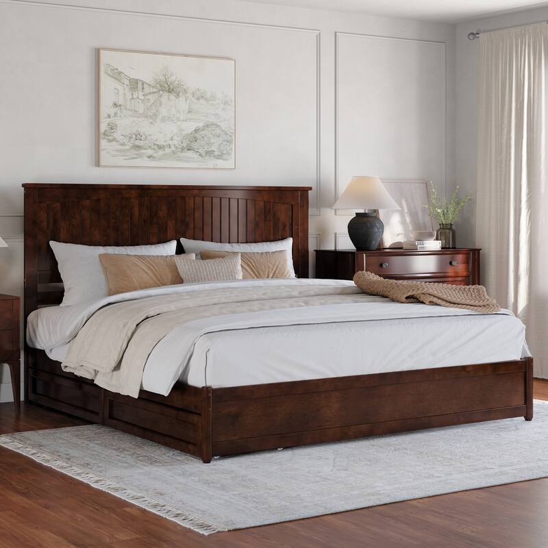 Malta Platform Bed with Panel Footboard and Storage Drawers