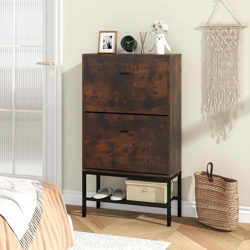 Costway Industrial Shoe Storage Cabinet with 2 Flip Drawers 1 Bottom - See Details