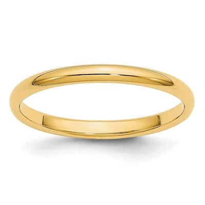 Amanda Rose Collection Solid 14K Yellow Gold 2mm Classic Wedding Band