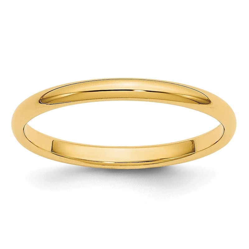 Amanda Rose Women's 10K Yellow Gold 2mm Classic Plain Wedding Band - 7.5
