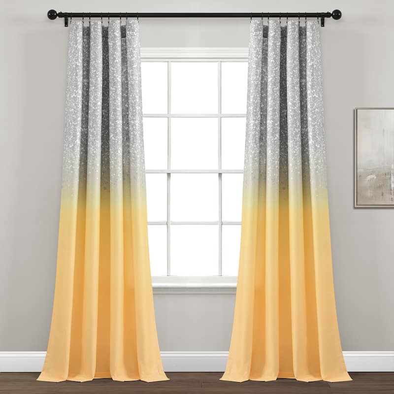 Lush Decor Glitter Ombre Metallic Print Window Curtain Panel Pair - 84" x 52"