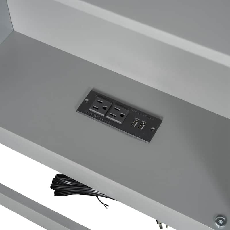 Wood Twin XL Size Floor Bed with Storage and USB Ports